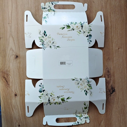 Pudełko na tort ciasto 5 sztuk Pierwsza Komunia Święta karton ozdobny z rączką opakowanie