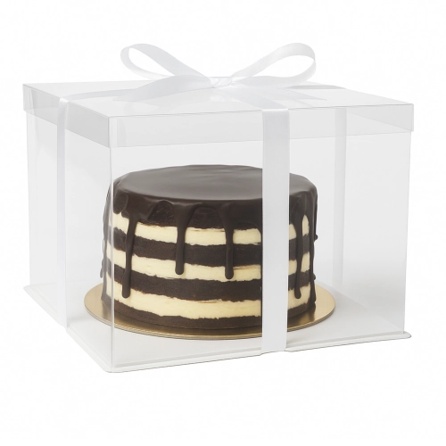 Opakowanie pudełko karton na tort ciasto chrzest wesele z okienkiem z wstążką 30x30x15cm 1szt