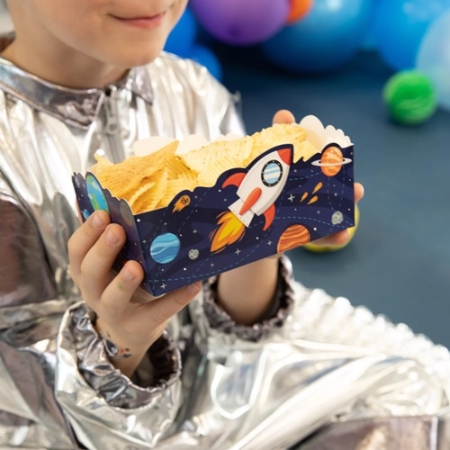 Pudełka papierowe na chipsy kosmos rakieta 3x