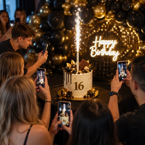 Fontanna na tort raca tortowa 26 cm biała ze złotymi kropkami dekoracje urodzinowe