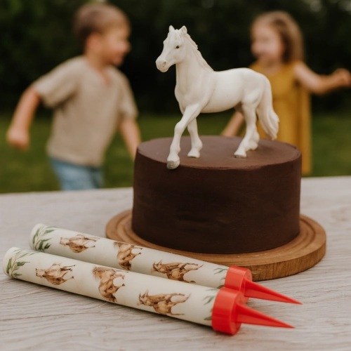 Fontanna na tort raca tortowa koń urodziny dekoracje na tort konie 12 cm 2 sztuki