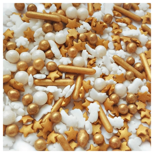 Posypka cukrowa na tort płatki śniegu gwiazdki mix święta Boże Narodzenie 40g