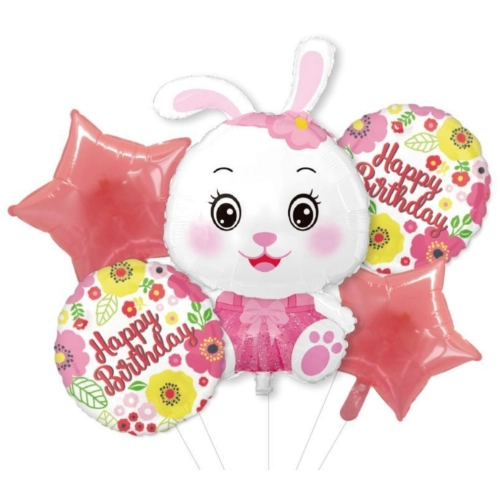 BALONY dekoracje urodzinowe ZESTAW BALONÓW lateksowych królik gwiazdka 5 szt