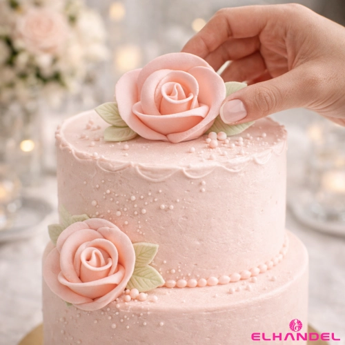 Kwiaty na tort róża cukrowa 1 sztuka różowa kwiat dekoracje urodzinowe wesele