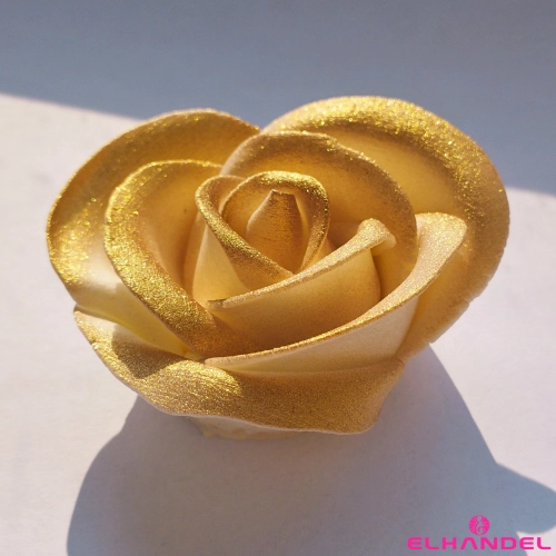 Kwiaty na tort róża cukrowa 1 sztuka złota perłowa dekoracje urodzinowe