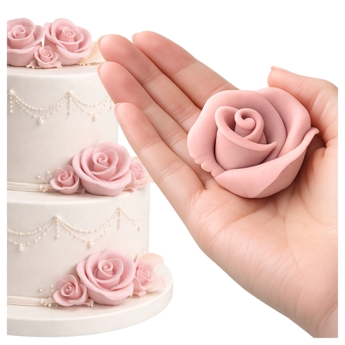 Kwiaty na tort róża cukrowa 1 sztuka kwiat pudrowy róż dekoracje urodzinowe wesele