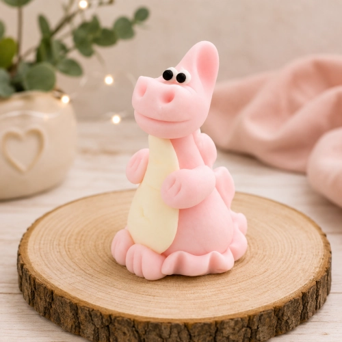 Figurka cukrowa dekoracja na tort smok różowy ozdoby na tort urodziny