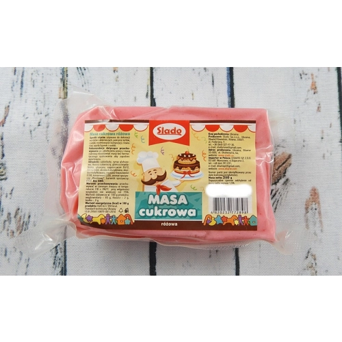 Masa cukrowa lukier plastyczny do dekoracji tortu ciast urodziny kolor różowy 250g