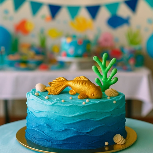 Figurka cukrowa na tort złota rybka dekoracja urodzinowa dla wędkarza