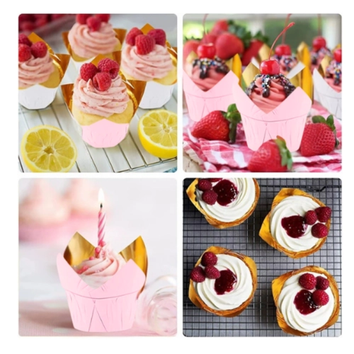 Papilotki do muffinek foremki babeczki dekoracje urodzinowe różowy złoty 50szt