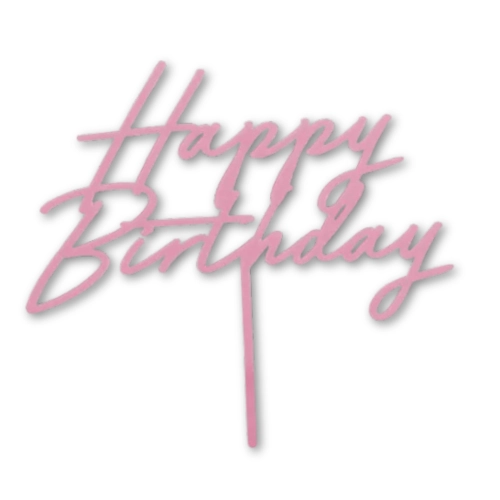 Topper ozdoby na tort napis Happy Birthday różowy dekoracje urodzinowe 1szt