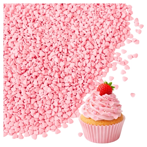Posypka cukrowa na tort serce serduszka na walentynki różowe 3mm 1kg