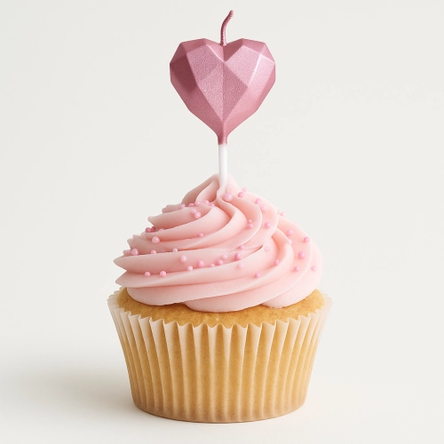 Świeczka urodzinowa serce różowe złoto 1szt