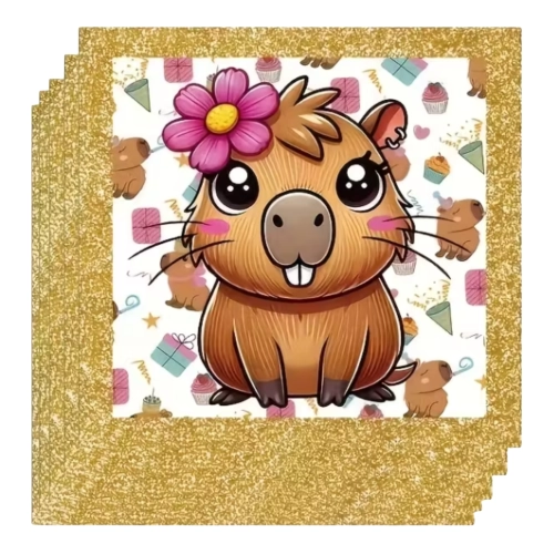 Kubeczki talerzyki jednorazowe papierowe serwetki kapibara urodziny ozdoby na stół