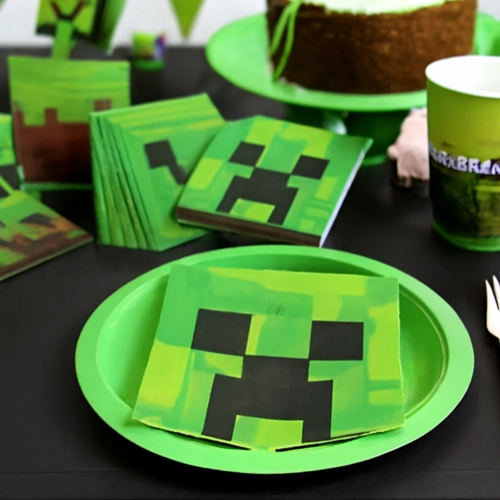 Serwetki papierowe minecraft piksele gra dekoracje urodzinowe ozdoby na stół 20 sztuk