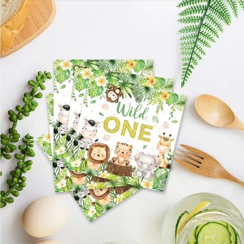 Serwetki papierowe 20 sztuk zwierzęta safari zoo urodziny na roczek baby shower ozdoby na stół