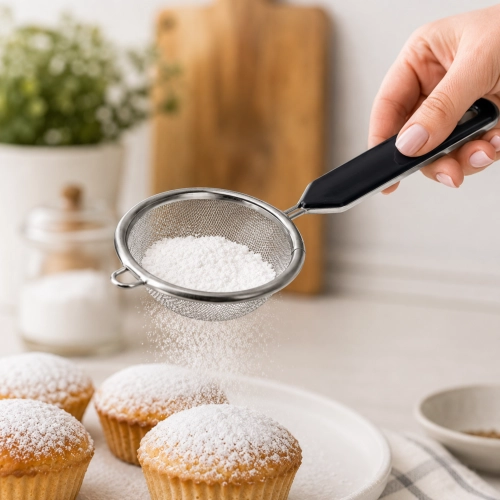 Sitko kuchenne małe cedzak do cukru pudru cynamonu herbaty
