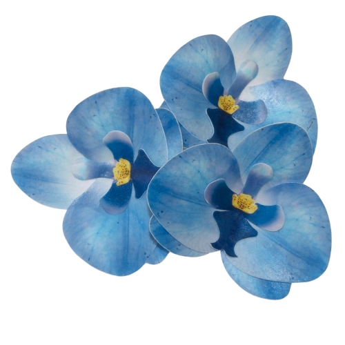 Kwiaty na tort storczyk waflowy orchidea dekoracje urodziny ozdoby 3 sztuki