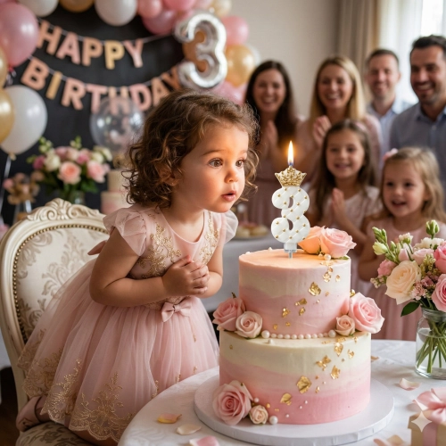 Świeczki na tort cyfra 3 świeczka biała ze złotą koroną dekoracje urodzinowe