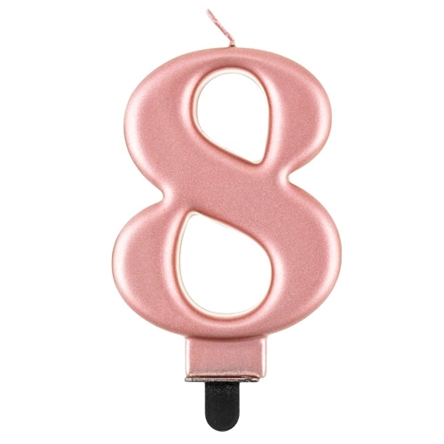 Świeczka ozdoby na tort świeczki urodzinowe cyfra 8 ROSE GOLD