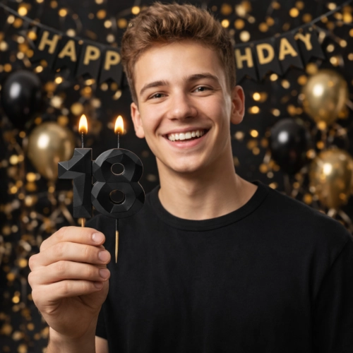 Świeczki ozdoby na tort cyfra 18 świeczka czarna diament dekoracje urodzinowe