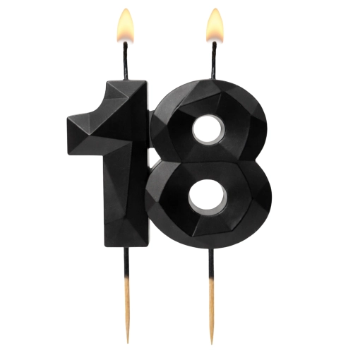 Świeczki ozdoby na tort cyfra 18 świeczka czarna diament dekoracje urodzinowe