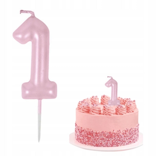 Świeczki na tort cyfra 1 różowy perła świeczka urodzinowa dekoracje na tort