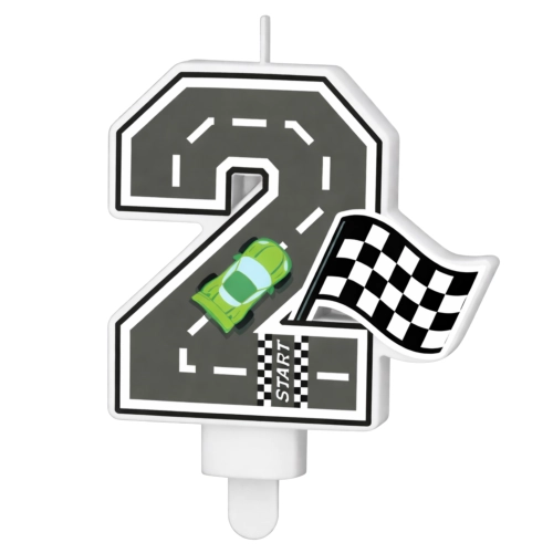 Świeczki na tort cyfra 2 świeczka wyścigi auta wyścigówki dekoracje urodzinowe