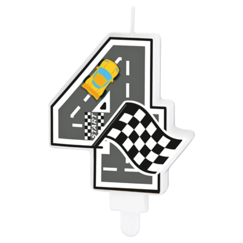 Świeczki na tort cyfra 4 świeczka wyścigi auta wyścigówki dekoracje urodzinowe