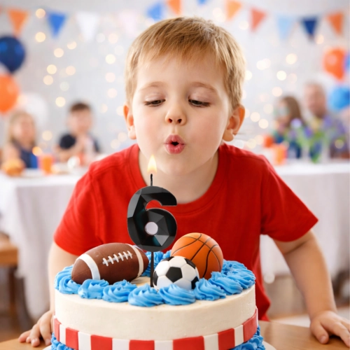 Świeczki ozdoby na tort cyfra 6 świeczka czarna diament dekoracje urodzinowe