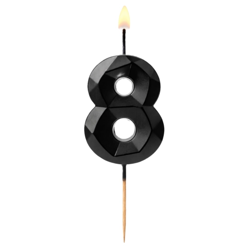 Świeczki ozdoby na tort cyfra 8 świeczka czarna diament dekoracje urodzinowe