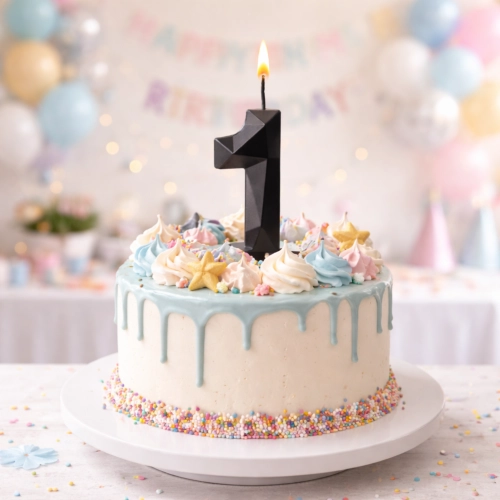 Świeczki ozdoby na tort cyfra 1 świeczka czarna diament na roczek dekoracje urodzinowe
