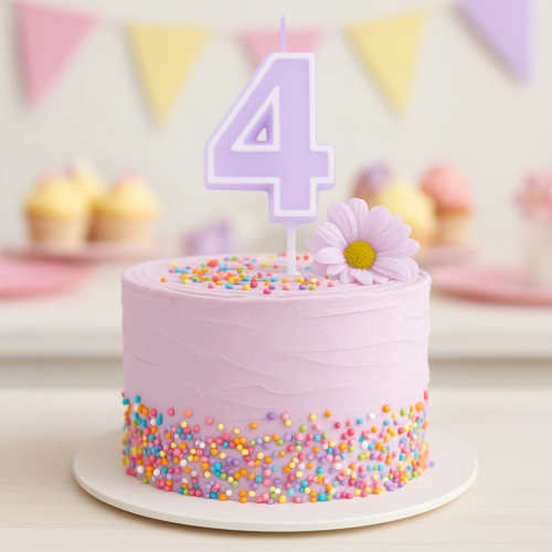 Świeczka na tort fioletowa cyfra 4 świeczki urodzinowe ozdobne 1 sztuka