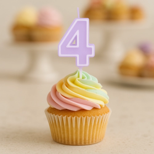 Świeczka na tort fioletowa cyfra 4 świeczki urodzinowe ozdobne 1 sztuka