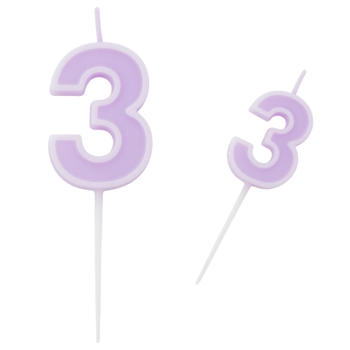 Świeczka na tort fioletowa cyfra 3 świeczki urodzinowe ozdobne 1 sztuka