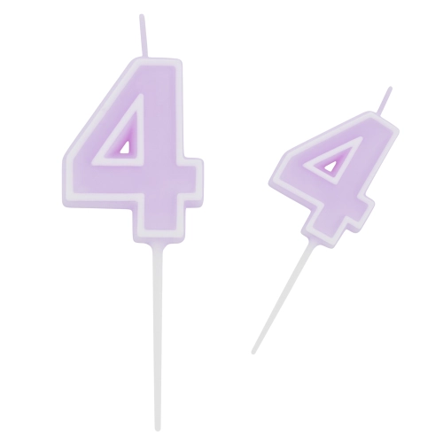 Świeczka na tort fioletowa cyfra 4 świeczki urodzinowe ozdobne 1 sztuka