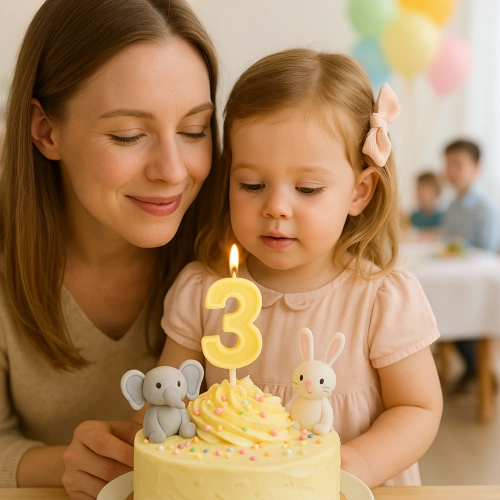 Świeczka na tort żółta cyfra 3 świeczki urodzinowe ozdobne 1 sztuka