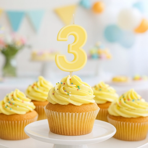Świeczka na tort żółta cyfra 3 świeczki urodzinowe ozdobne 1 sztuka