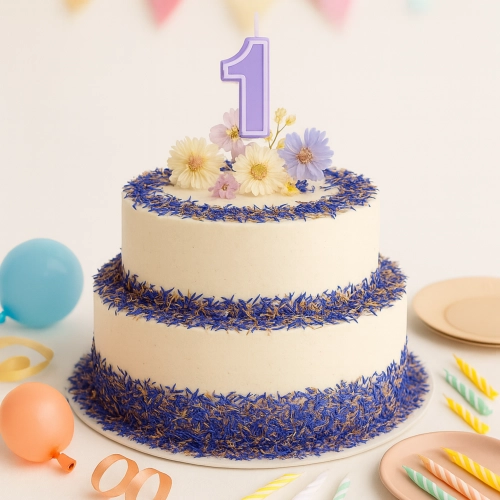 Świeczka na tort fioletowa cyfra 1 świeczki urodzinowe ozdobne roczek 1 sztuka