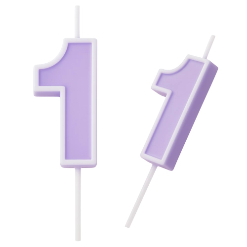 Świeczka na tort fioletowa cyfra 1 świeczki urodzinowe ozdobne roczek 1 sztuka