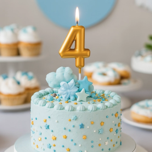 Świeczka na tort złota cyfra 4 świeczki urodzinowe ozdobne 1 sztuka