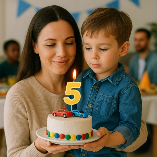 Świeczka na tort żółta cyfra 5 świeczki urodzinowe ozdobne 1 sztuka