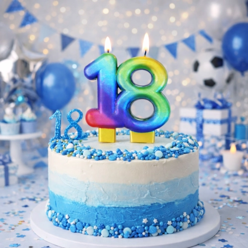 Świeczki ozdoby na tort cyfra 18 świeczka metaliczna kolorowa urodziny