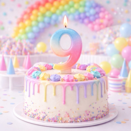 Świeczka na tort pastelowa ombre cyfra 9 dekoracje urodzinowe ozdoby na tort