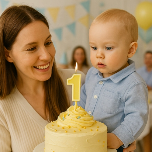 Świeczka na tort żółta cyfra 1 świeczki urodzinowe ozdobne roczek 1 sztuka