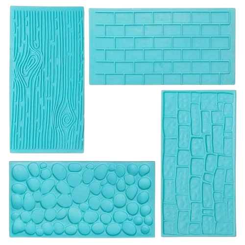 Wykrawacz do lukru foremki na tort szablon do odciskania wzoru cegły kamienie drewno mix