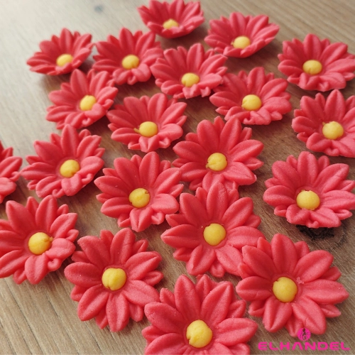 Kwiaty na tort 20 sztuk kwiat cukrowy czerwony na babeczki dekoracje urodzinowe