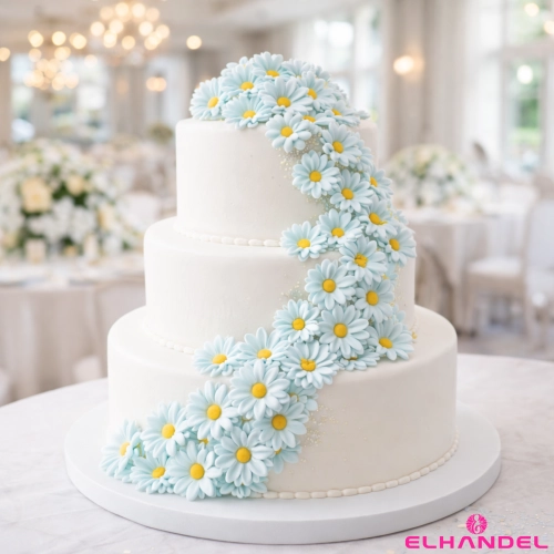 Kwiaty na tort 20 sztuk kwiat cukrowy niebieski na babeczki dekoracje urodzinowe