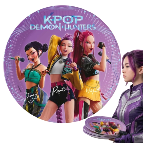 Talerzyki papierowe 8 sztuk K-POP Demon Hunters łowczynie demonów urodziny