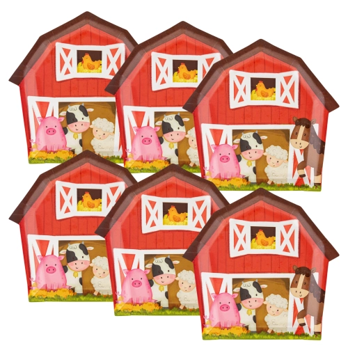 Talerzyki papierowe 6 sztuk farma zwierzęta dekoracje urodzinowe ozdoby na stół